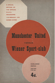 MANCHESTER UNITED V WIENER SPORT-CLUB 1958-59 FOOTBALL PROGRAMME