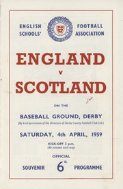 ENGLAND SCHOOLS V SCOTLAND SCHOOLS 1959 FOOTBALL PROGRAMME