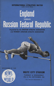 ENGLAND V RUSSIA 1961 (WHITE CITY) SIGNED ATHLETICS PROGRAMME