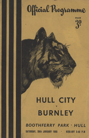 HULL CITY V BURNLEY 1954-55 FOOTBALL PROGRAMME