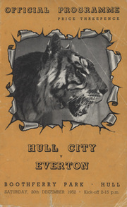 HULL CITY V EVERTON 1952-53 FOOTBALL PROGRAMME 