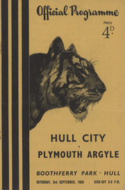 HULL CITY V PLYMOUTH ARGYLE 1955-56 FOOTBALL PROGRAMME 