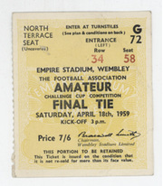 CROOK TOWN V BARNET 1959 AMATEUR CUP FINAL FOOTBALL TICKET