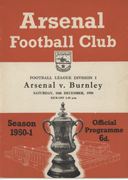 ARSENAL V BURNLEY 1950-51 FOOTBALL PROGRAMME