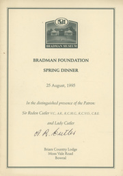 BRADMAN FOUNDATION SPRING DINNER 1995 SIGNED MENU