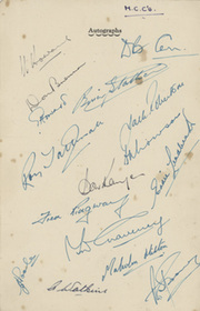 ENGLAND CRICKET TEAM 1951-52 (TOUR TO INDIA, PAKISTAN & CEYLON) SIGNED MENU CARD