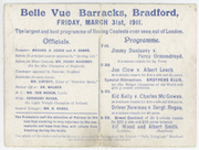 ALF WOOD V ALBERT SMITH 1911 (BRADFORD) BOXING PROGRAMME