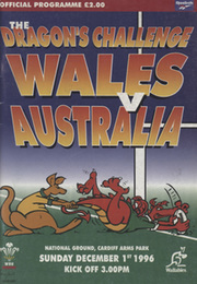 WALES V AUSTRALIA 1996 RUGBY UNION PROGRAMME
