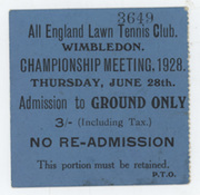 WIMBLEDON TENNIS CHAMPIONSHIPS 1928 ORIGINAL TICKET