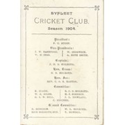 BYFLEET CRICKET CLUB (SURREY) 1904 FIXTURES CARD