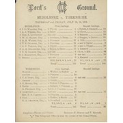 MIDDLESEX V YORKSHIRE 1878 CRICKET SCORECARD