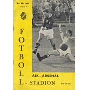 A.I.K. STOCKHOLM V ARSENAL 1957 (FRIENDLY) FOOTBALL PROGRAMME