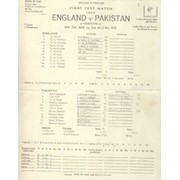 ENGLAND V PAKISTAN 1962 (EDGBASTON) CRICKET SCORECARD