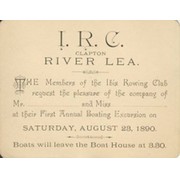 IBIS ROWING CLUB (CLAPTON) 1890 INVITATION CARD