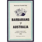 BARBARIANS V AUSTRALIA 1976 RUGBY PROGRAMME