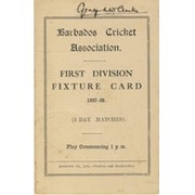 BARBADOS CRICKET SEASON 1937-38 (1ST DIVISION FIXTURE CARD)