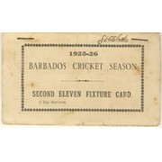 BARBADOS CRICKET SEASON 1925-26 (2ND XI FIXTURE CARD)