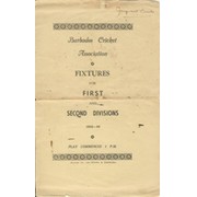 BARBADOS CRICKET SEASON 1943-44 (FIXTURE CARD)