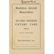 BARBADOS CRICKET SEASON 1936-37 (2ND DIVISION FIXTURE CARD)