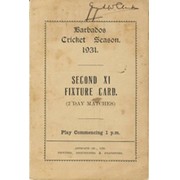 BARBADOS CRICKET SEASON 1931 (FIXTURE CARD)