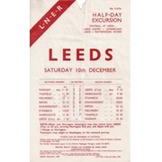 LEEDS UNITED V SUNDERLAND 1938 FOOTBALL RAILWAY HANDBILL