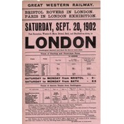 BRISTOL ROVERS 1902 (RAILWAY HANDBILL)