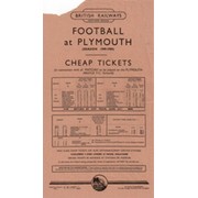 FOOTBALL AT PLYMOUTH 1949-50 (RAILWAY HANDBILL)