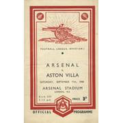 ARSENAL V ASTON VILLA 1948-49 FOOTBALL PROGRAMME