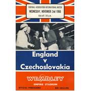 ENGLAND V CZECHOSLOVAKIA 1966 FOOTBALL PROGRAMME