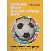 SWEDEN V URUGUAY 1974 (WORLD CUP) FOOTBALL PROGRAMME