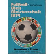 BRAZIL V POLAND (WORLD CUP 1974 - 3RD PLACE PLAY-OFF) FOOTBALL PROGRAMME