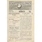 HUDDERSFIELD TOWN V BURNLEY 1920-21 FOOTBALL PROGRAMME (BURNLEY CHAMPIONSHIP)