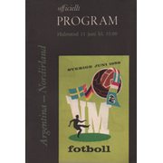 ARGENTINA V NORTHERN IRELAND 1958 (WORLD CUP GROUP MATCH) FOOTBALL PROGRAMME