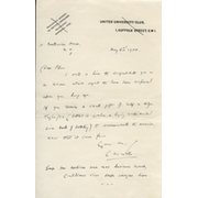CYRIL WELLS (CAMBRIDGE UNIVERSITY, MIDDLESEX & SURREY) CRICKET LETTER - TO PLUM WARNER