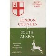 LONDON COUNTIES V SOUTH AFRICA 1969 RUGBY PROGRAMME