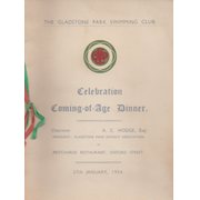GLADSTONE PARK SWIMMING CLUB 1934 - DINNER MENU