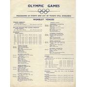 LONDON OLYMPICS 1948 (PROGRAMME OF EVENTS)