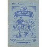 MILLWALL V BOURNEMOUTH 1955 FOOTBALL PROGRAMME