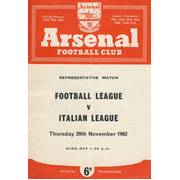 FOOTBALL LEAGUE V ITALIAN LEAGUE 1962 FOOTBALL PROGRAMME