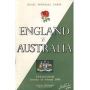 ENGLAND V AUSTRALIA 1958 RUGBY PROGRAMME