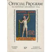 LOS ANGELES OLYMPICS 1932 - 2ND AUGUST OFFICIAL PROGRAM