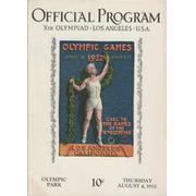 LOS ANGELES OLYMPICS 1932 - 4TH AUGUST OFFICIAL PROGRAM