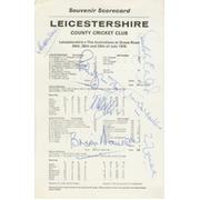 LEICESTERSHIRE V AUSTRALIA 1975 SIGNED SCORECARD