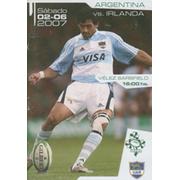 ARGENTINA V IRELAND 2007 2ND TEST RUGBY PROGRAMME
