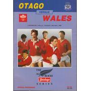 OTAGO V WALES 1988 RUGBY PROGRAMME