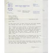 MIKE DENNESS (KENT & ENGLAND) SIGNED LETTER