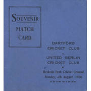 DARTFORD CC V UNITED BERLIN CC 1930 CRICKET SCORECARD