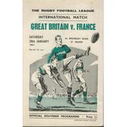 GREAT BRITAIN V FRANCE 1961 AT ST. HELENS