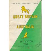 GREAT BRITAIN V AUSTRALIA 1959 (3RD TEST) RUGBY LEAGUE PROGRAMME