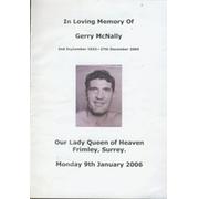GERRY MCNALLY (GREAT BRITAIN) FUNERAL PROGRAMME 2006